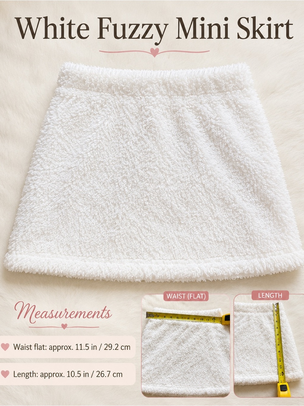2-Piece Skirt Bundle | Green Lace-Up Skort + White Fuzzy Mini Skirt - Picture 6 of 6